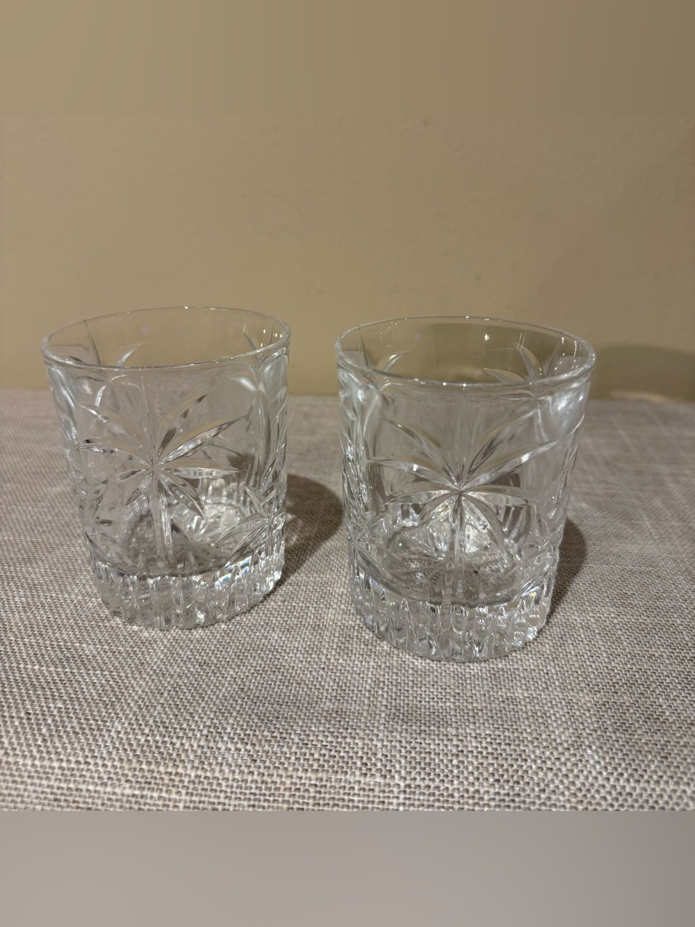 VTG Godinger Shannon Crystal South Beach Palm Tree Double Old Fashioned Glasses
